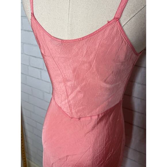 Vintage 40s/50s Snip It Slip Midi Dress 4 Scoop Neck Rickrack Trim Coral Pink S - Picture 8 of 10